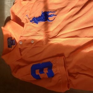 Ralph Lauren polo orange and blue size small (8).